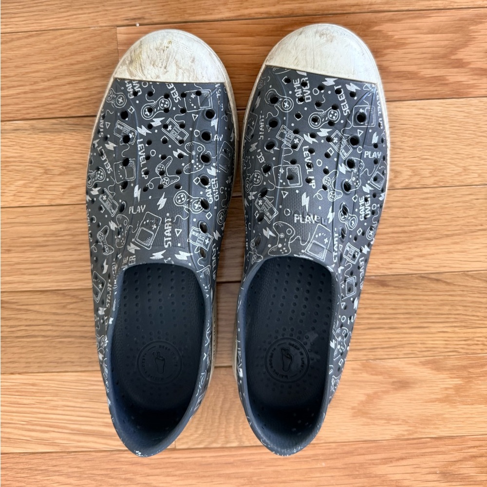 Natives Gray Slip-On Shoes with White Toe Cap